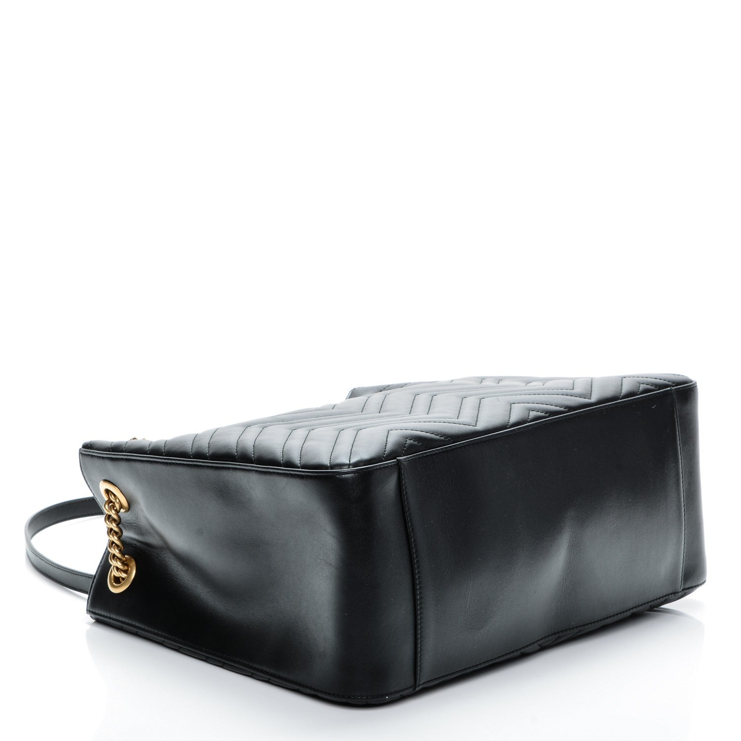 Gucci Calfskin Matelasse Medium GG Marmont Shoulder Tote Bag Black 4 of 6