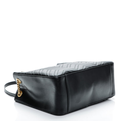 Gucci Calfskin Matelasse Medium GG Marmont Shoulder Tote Bag Black 4 of 6