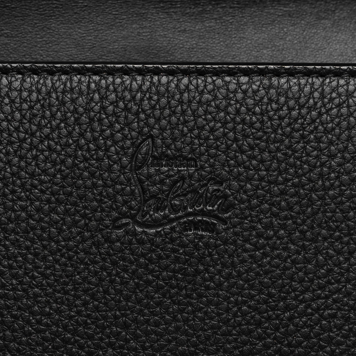 Grained Calfskin Spikes Loubinthesky Paloma Wallet On Chain Black Multimetal