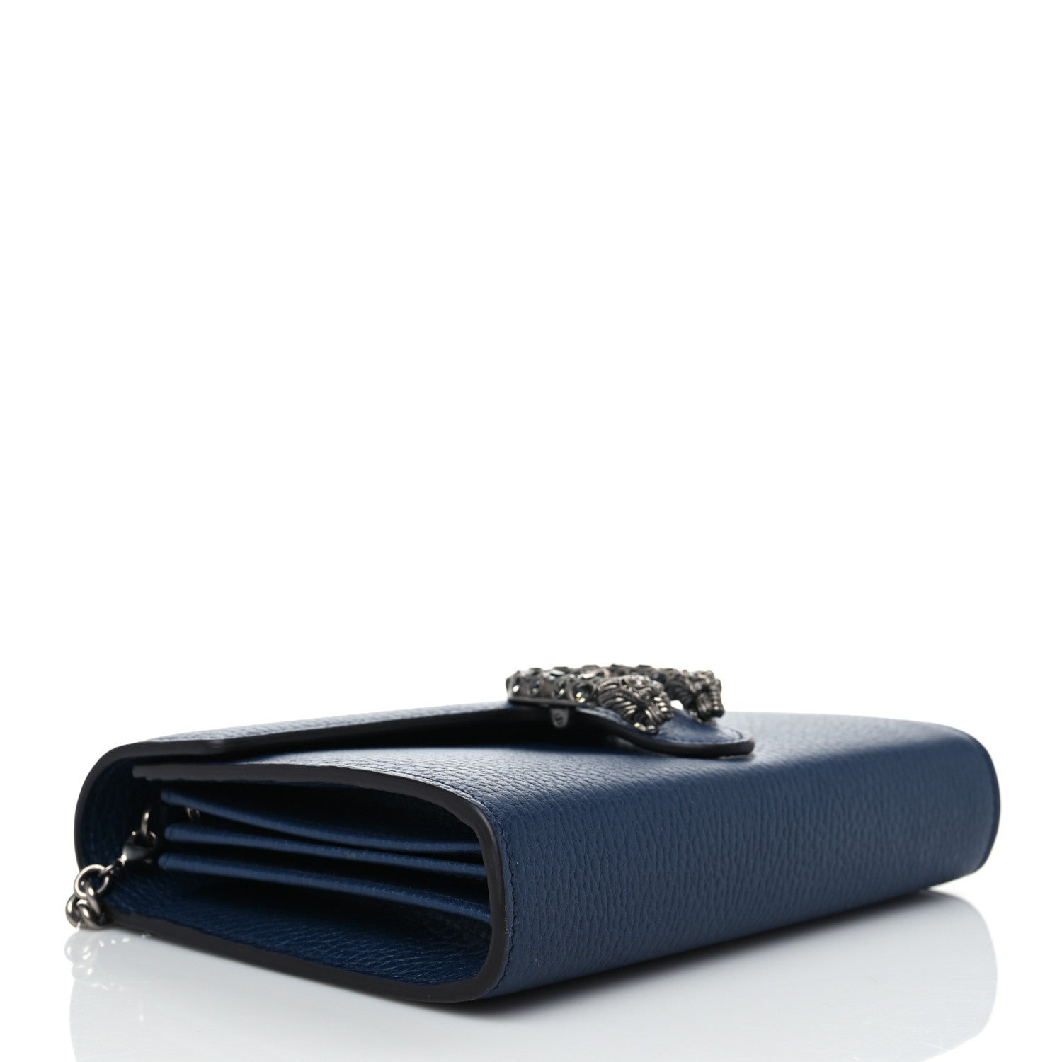 Gucci Dollar Calfskin Crystal Mini Dionysus Chain Wallet Blue Agata Black Diamond 4 of 8