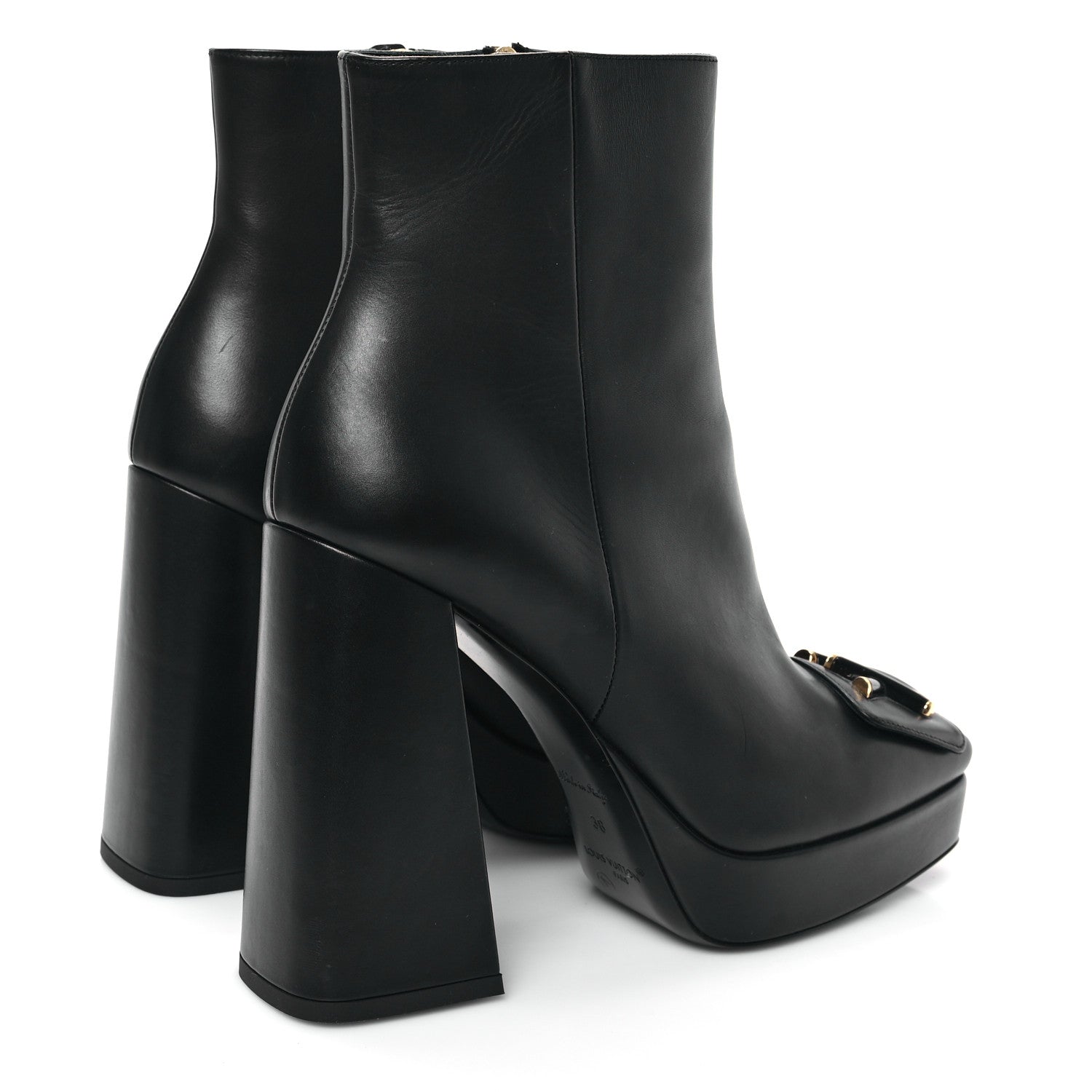Louis Vuitton Calfskin Shake Platform Ankle Boots 38 Black 4 of 8