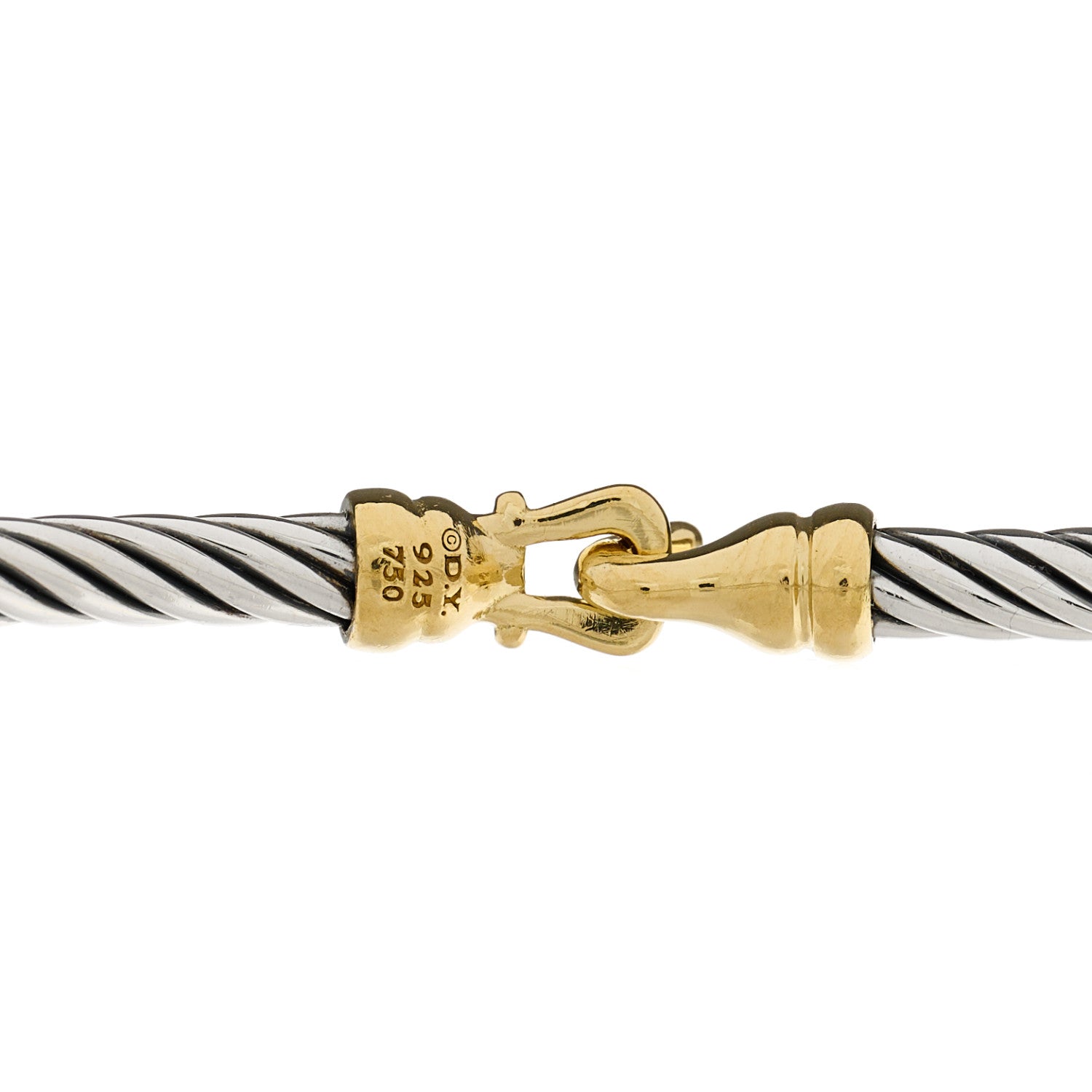 David Yurman Sterling Silver 18k Yellow Gold 3mm Cable Buckle Bracelet 3 of 3