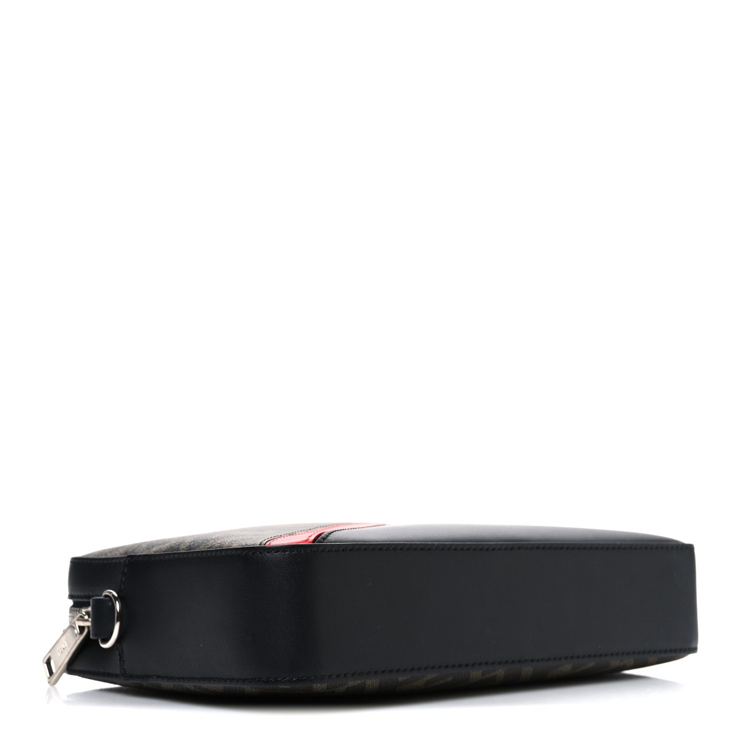 Fendi Glazed Fabric Vitello Liberty FF 1974 Diagonal Camera Case Tobacco Rosso Black 4 of 10