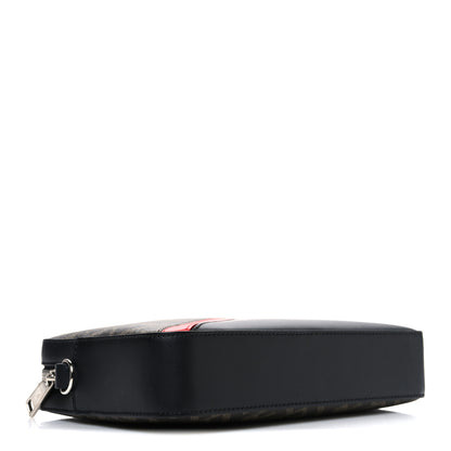 Fendi Glazed Fabric Vitello Liberty FF 1974 Diagonal Camera Case Tobacco Rosso Black 4 of 10