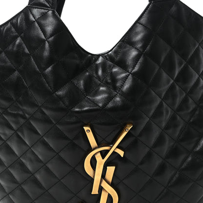 Saint Laurent Lambskin Quilted Maxi Icare Shopping Tote Black 9 of 12