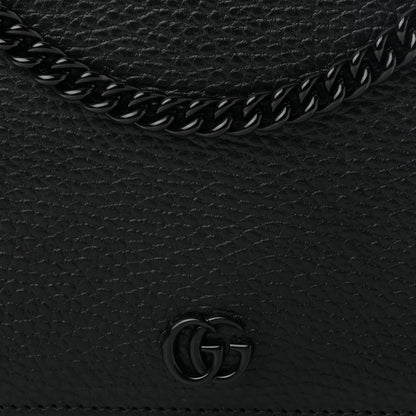 Gucci Dollar Calfskin Enamel Monochrome Mini GG Marmont Chain Wallet Black 7 of 10