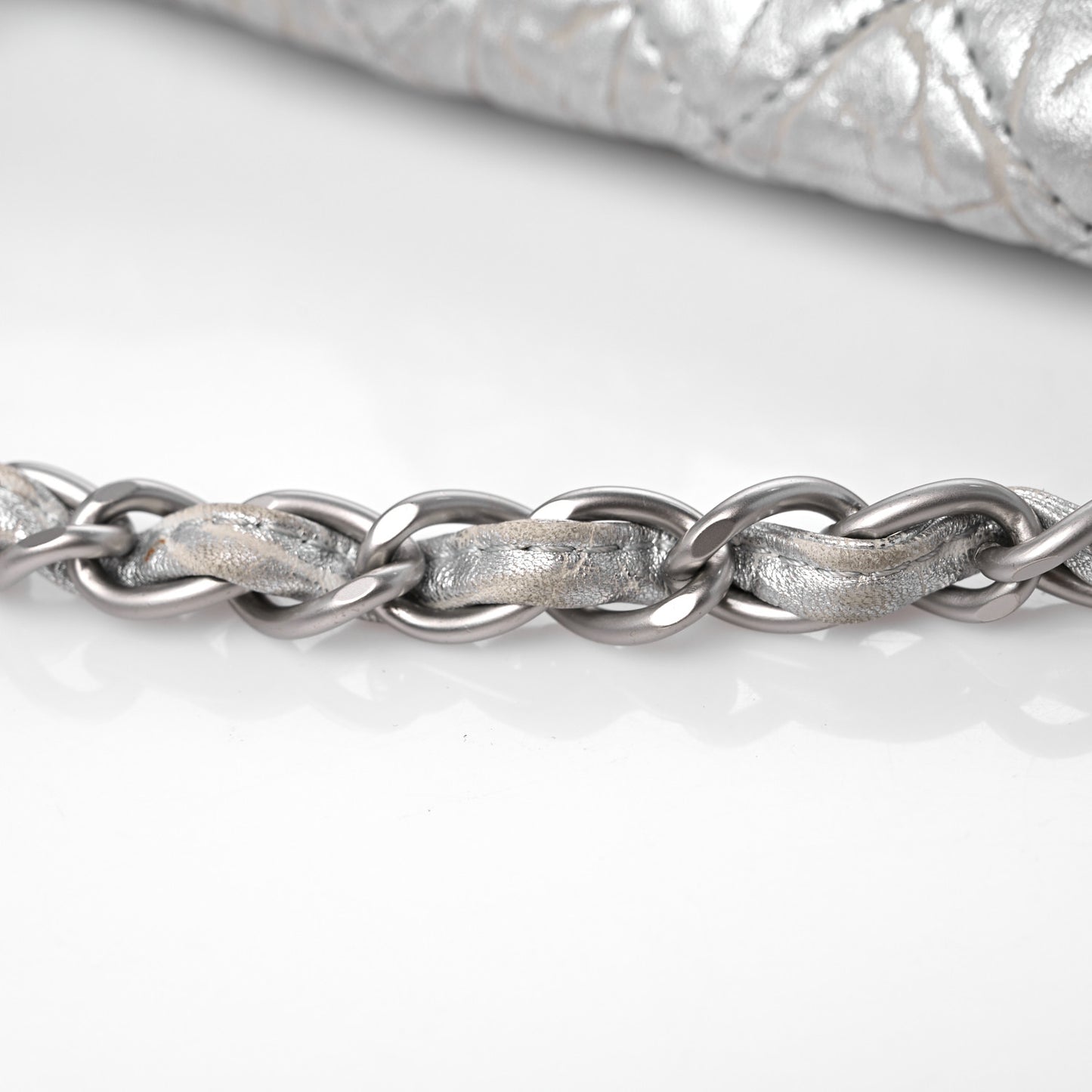 Calfskin Ice Cube On the Rocks Medium Flap Silver