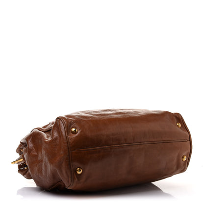 Prada Soft Calf Shopping Tote Brown 5 of 18