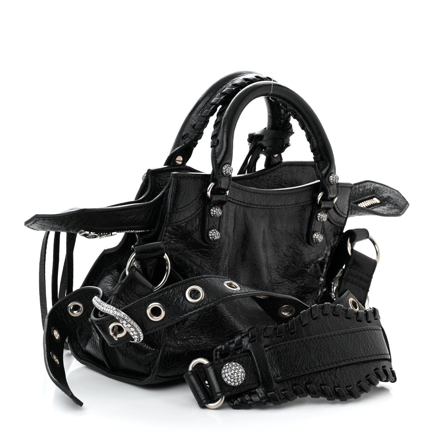 Agneau Arena Crystal Neo Cagole Handbag XS Black