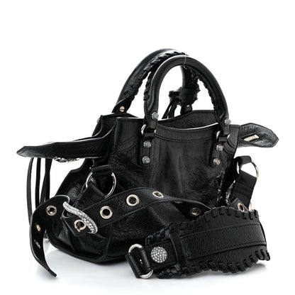 Balenciaga Agneau Arena Crystal Neo Cagole Handbag XS Black 4 of 11