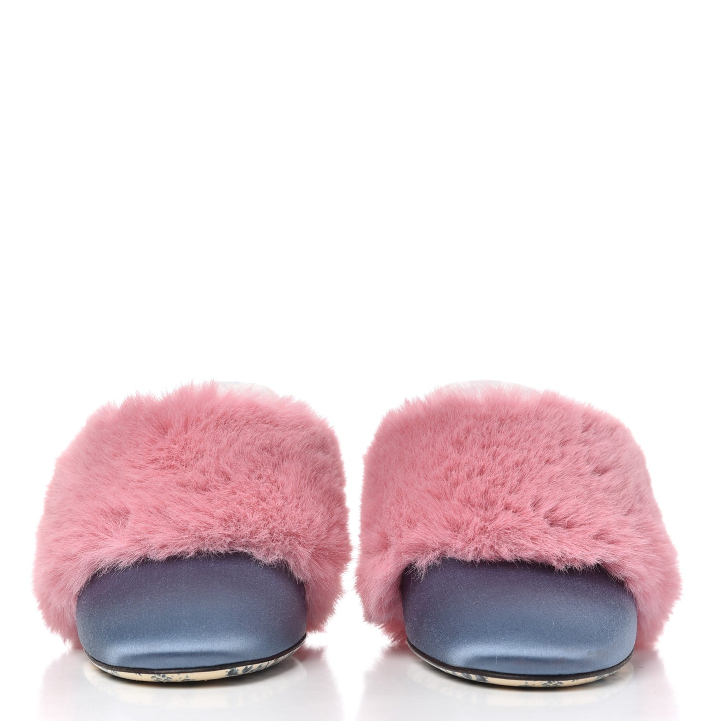 Faux Fur Silk Satin Crystal Candy Mules 38 Rosa Carta Zucchero