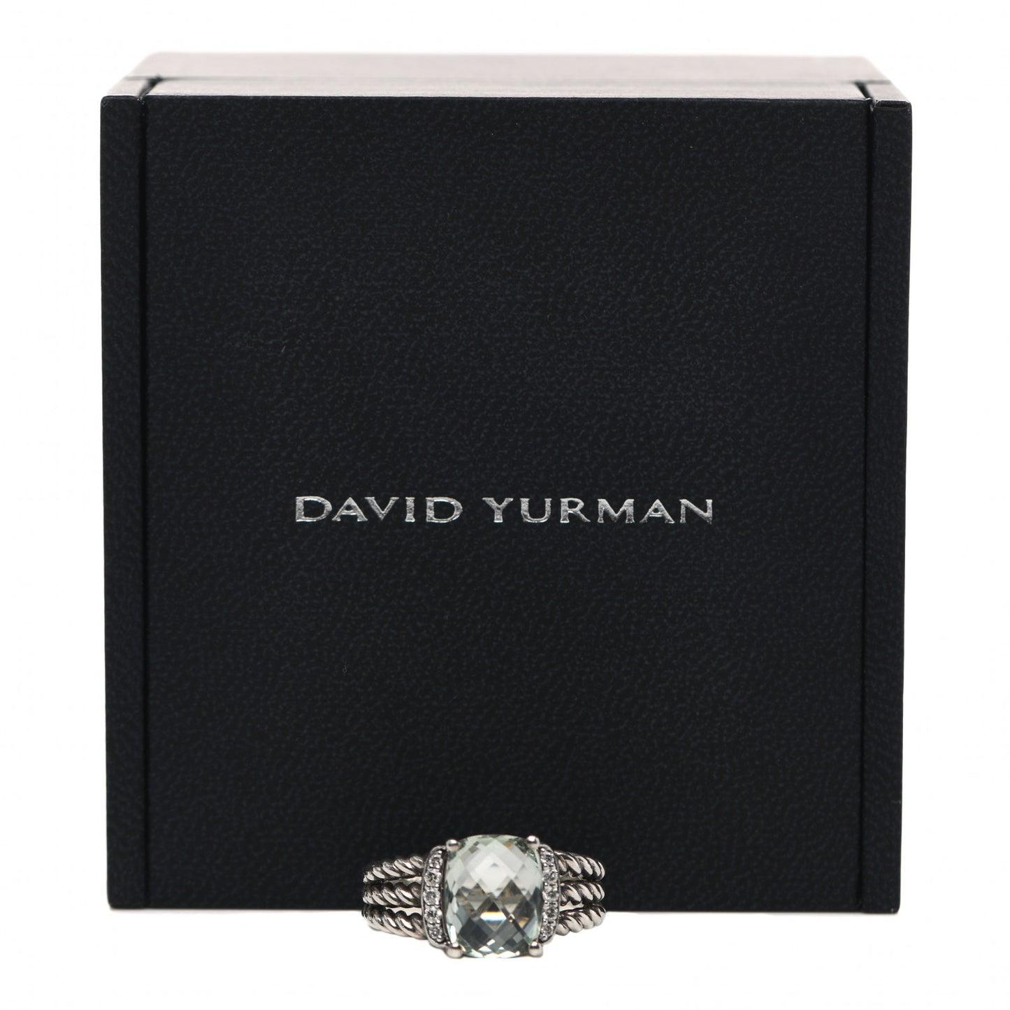 Sterling Silver Diamond Prasiolite 10mm Petite Wheaton Ring 52 6