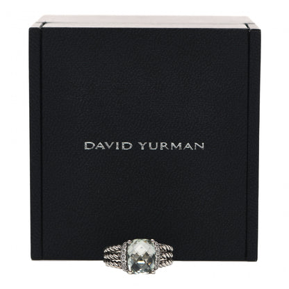 David Yurman Sterling Silver Diamond Prasiolite 10mm Petite Wheaton Ring 52 6 5 of 5