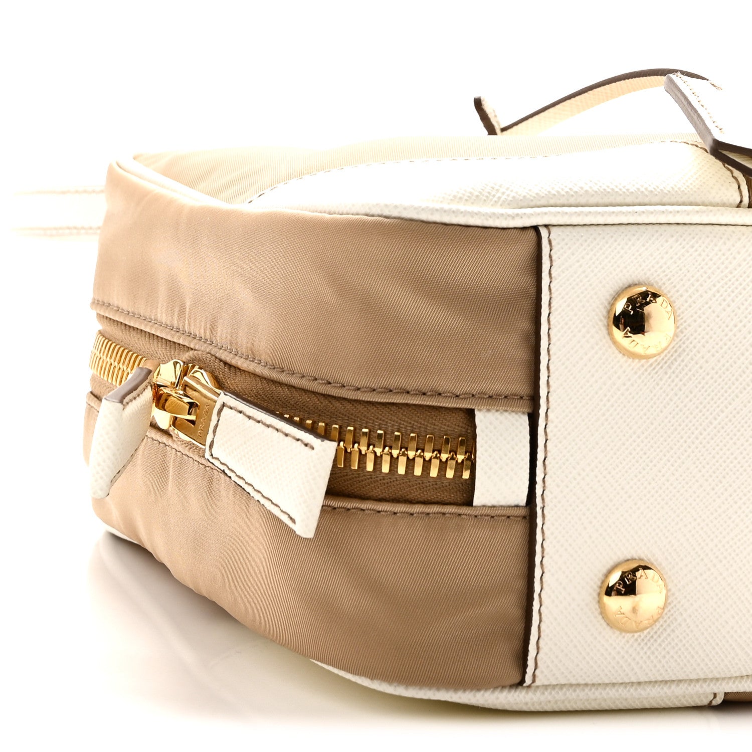 Prada Re-Nylon Saffiano Medium Re-Edition 1978 Two Handle Bag White Biege 8 of 9