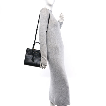 Saint Laurent Calfskin Crocodile Embossed Baby Sac De Jour Black 2 of 10