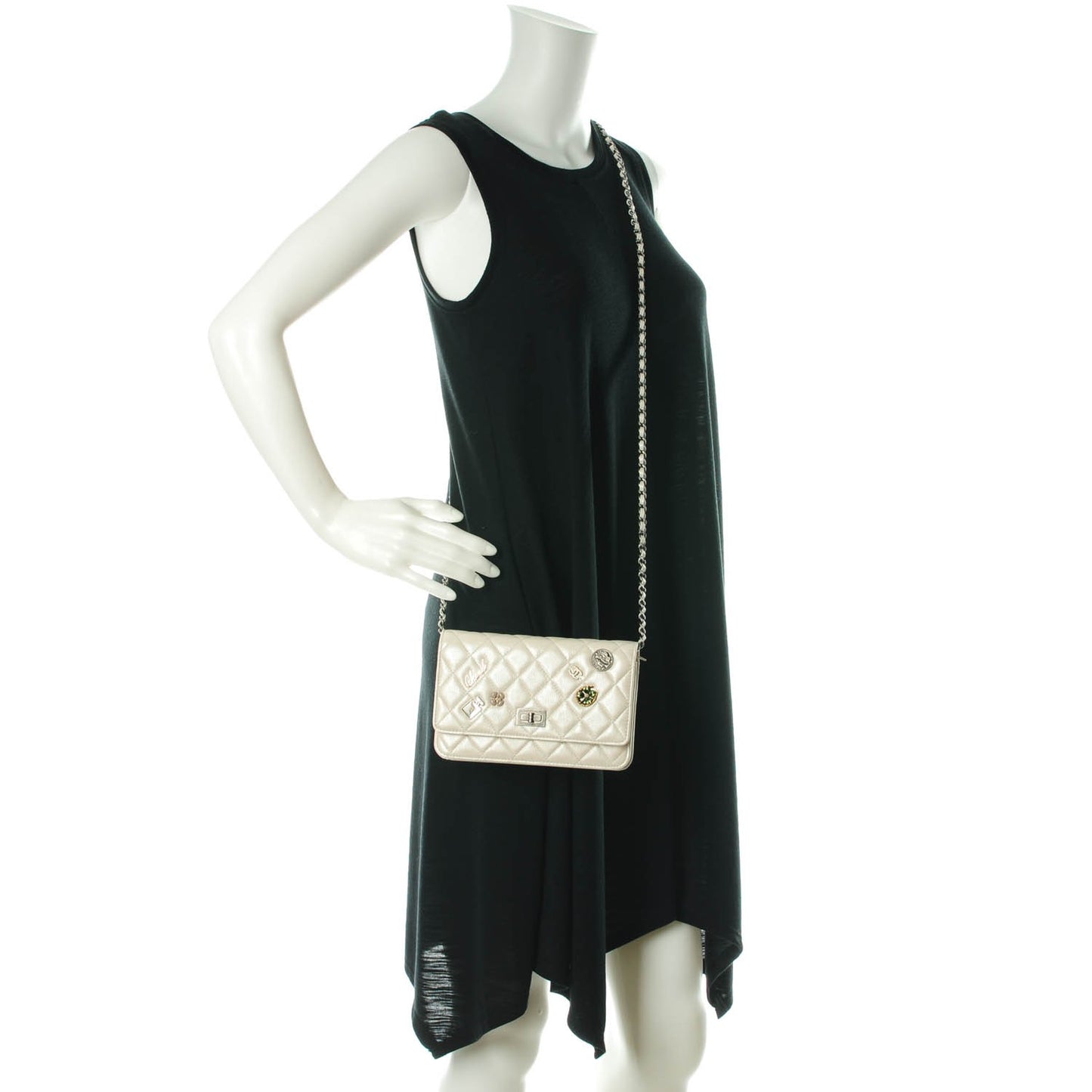 Metallic Calfskin Lucky Charms Casino 2.55 Reissue Wallet On Chain WOC Ivory