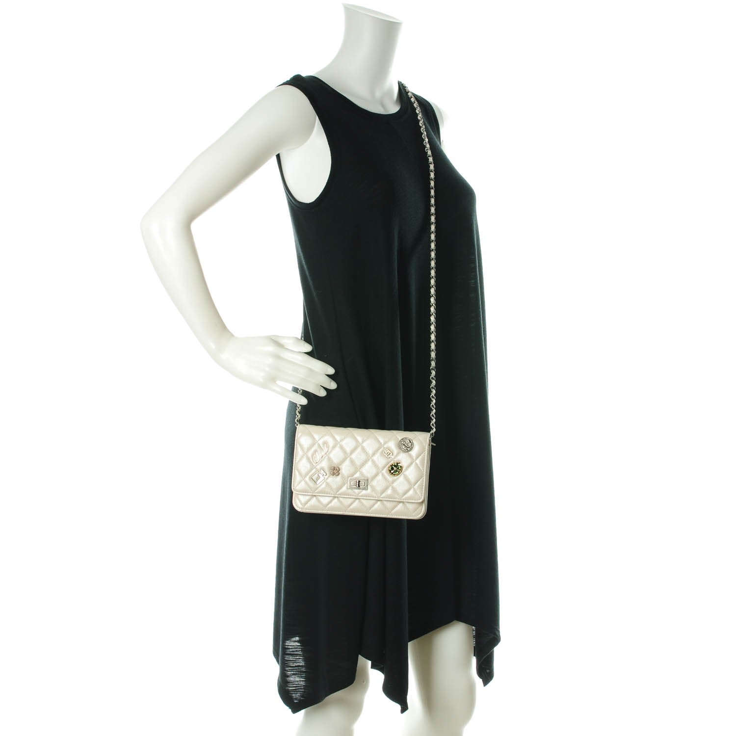 Chanel Metallic Calfskin Lucky Charms Casino 2.55 Reissue Wallet On Chain WOC Ivory 2 of 8