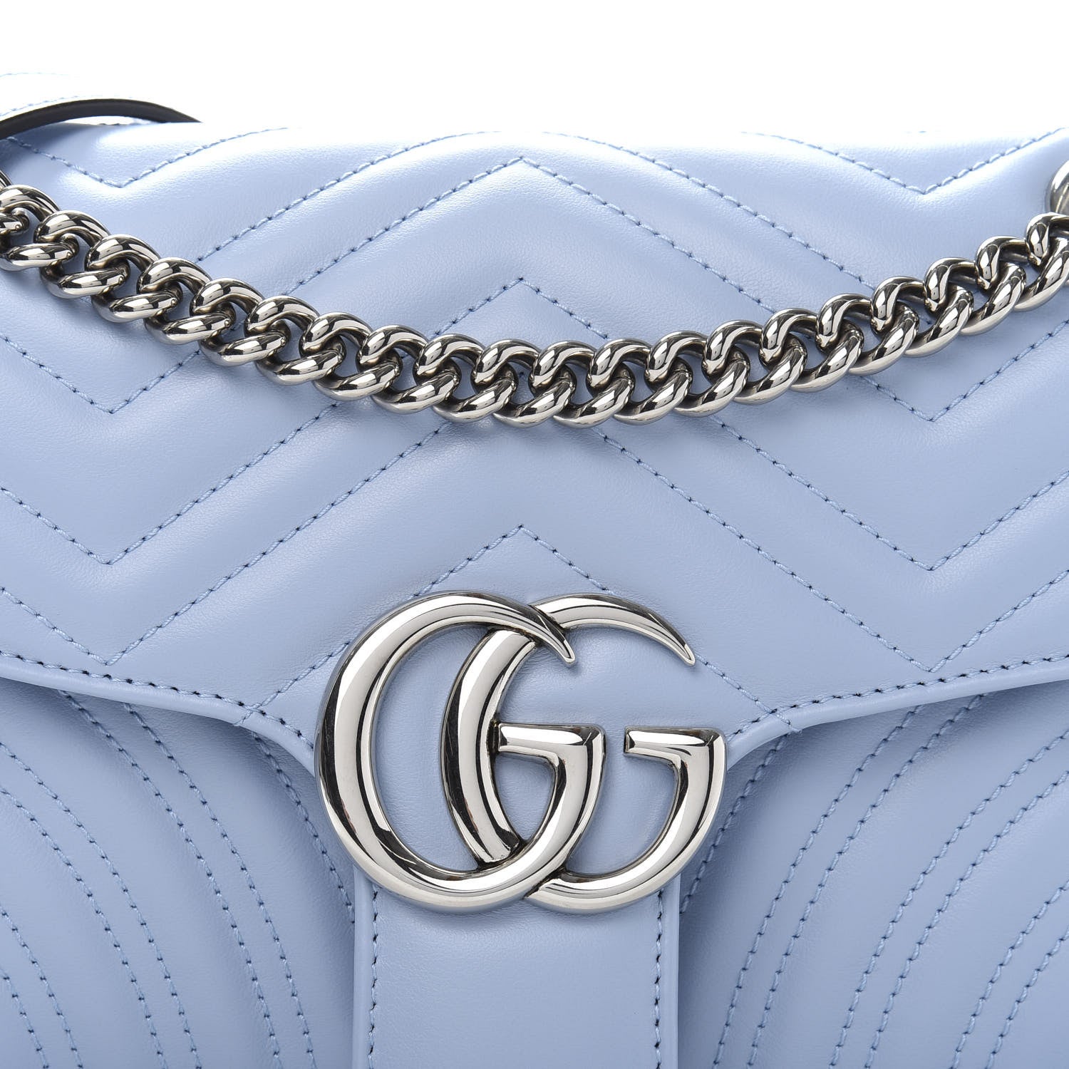 Gucci Calfskin Matelasse Small GG Marmont Shoulder Bag Porcelain Light Blue 10 of 11
