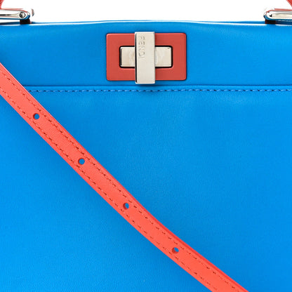 Fendi Nappa Colorblock Mini Peekaboo Iconic Satchel Blue Royal Papavero Cuoio 9 of 11