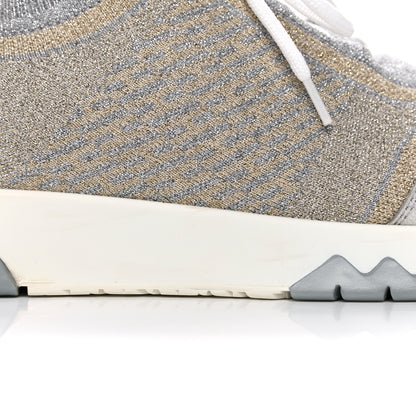 Hermes Metallic Knit Calfskin Suede Goatskin Bi-Color Womens Addict Sneakers 38 Multicolor Gris Argent 12 of 16