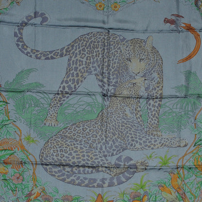 Hermes Silk Dip Dye Jungle Love Scarf 90 Gris Fer Vert Cypres Tabac 1 of 8