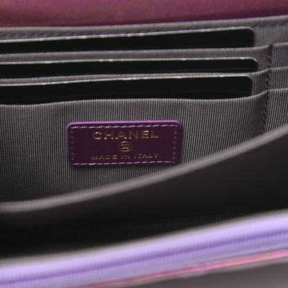 Chanel Iridescent Lambskin Quilted Mini Wallet On Chain WOC Purple 6 of 11