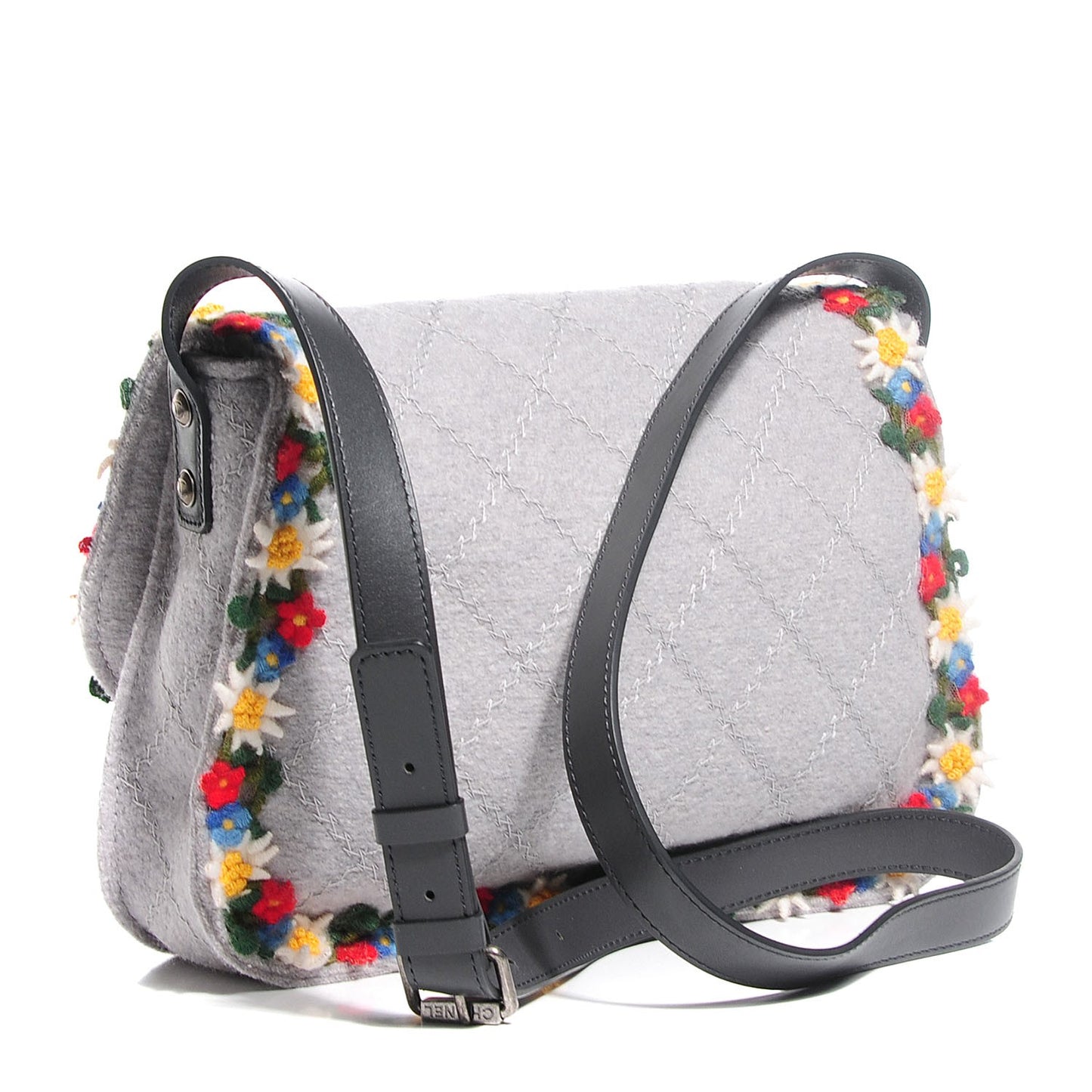 Felt Embroidered Small Crest Austrian Satchel Grey