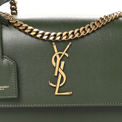 Saint Laurent Smooth Calfskin Medium Monogram Sunset Satchel Vert Kaki 9 of 11