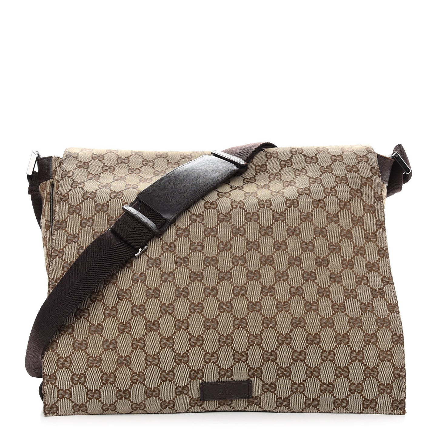 GG Plus Monogram Large Flap Messenger Bag Beige Dark Brown