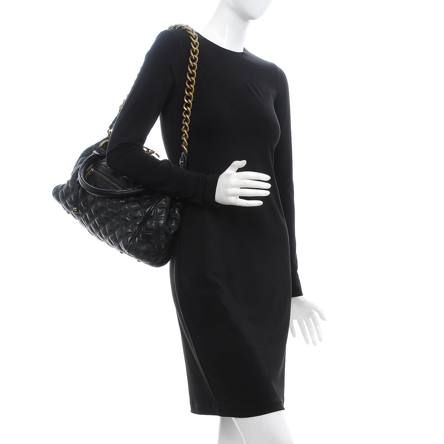 Calfskin Quilted Stam Black