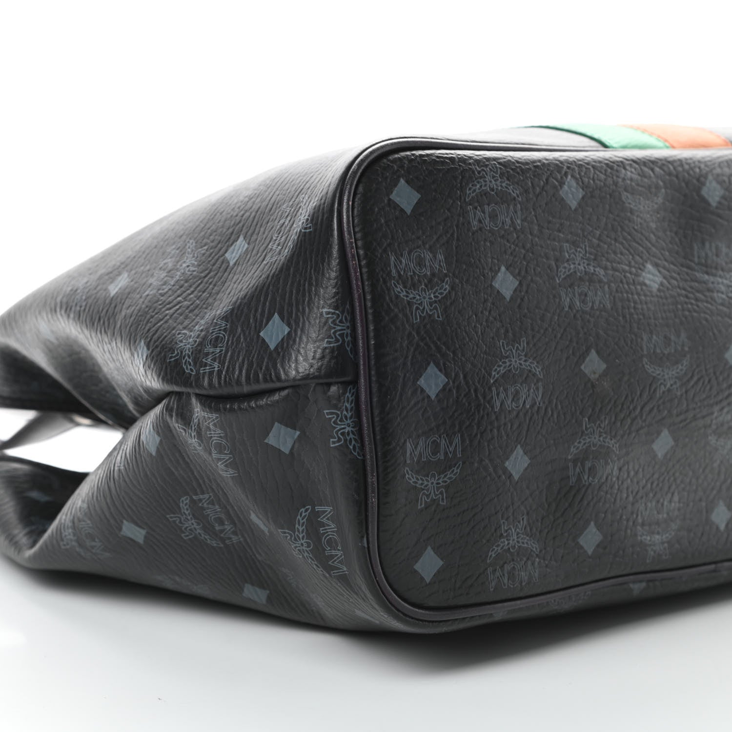 MCM Visetos Striped Munich Lion Tote Black 9 of 16