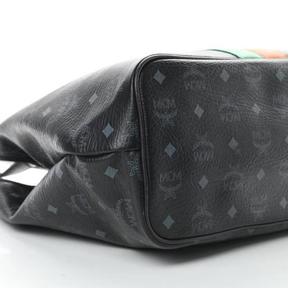 MCM Visetos Striped Munich Lion Tote Black 9 of 16