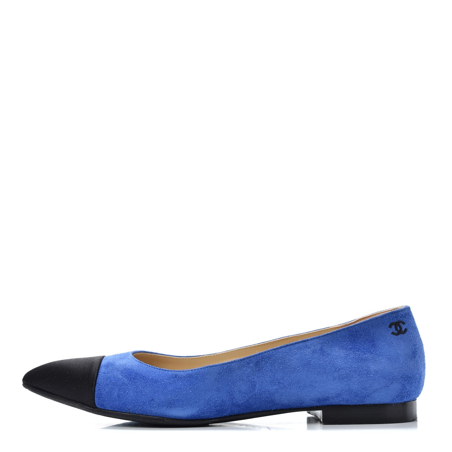 Suede Satin Cap Toe Gabrielle Ballerina Flats 39 Royal Blue Black