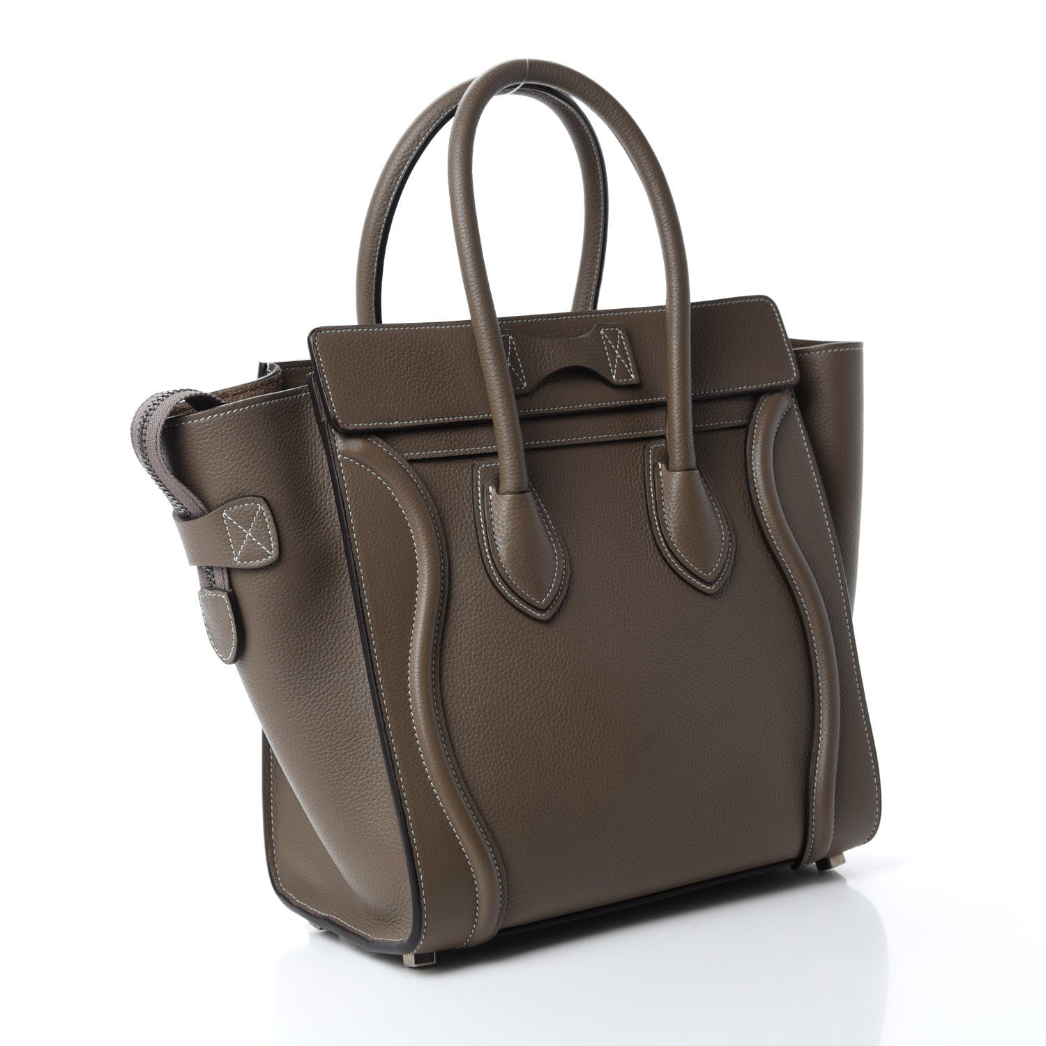 Celine Drummed Calfskin Micro Luggage Souris 3 of 10