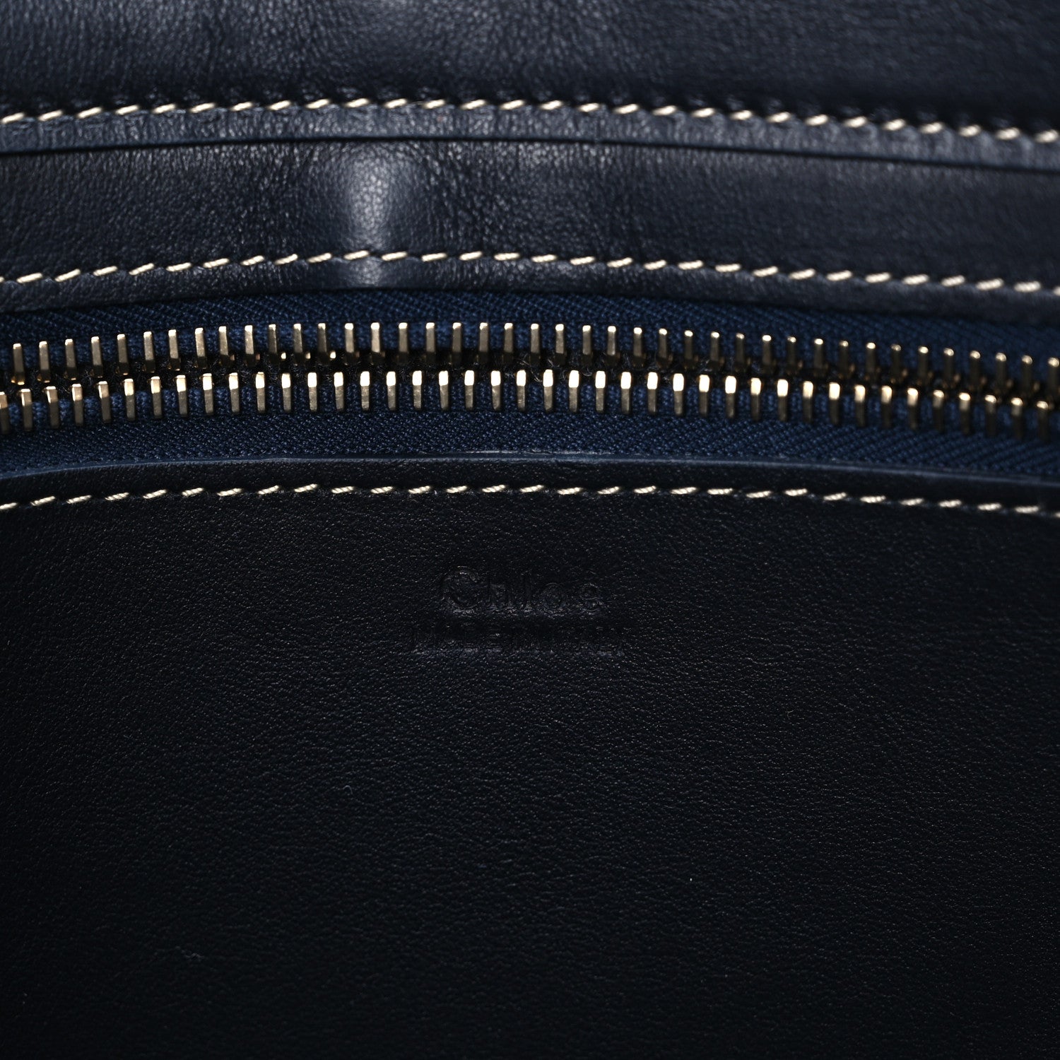 Chloe Felt Shiny Calfskin Medium Woody Ribbon Tote Obscure Navy 6 of 10