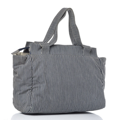 Chanel Canvas Sequin Stripe CC Tote Blue 3 of 22