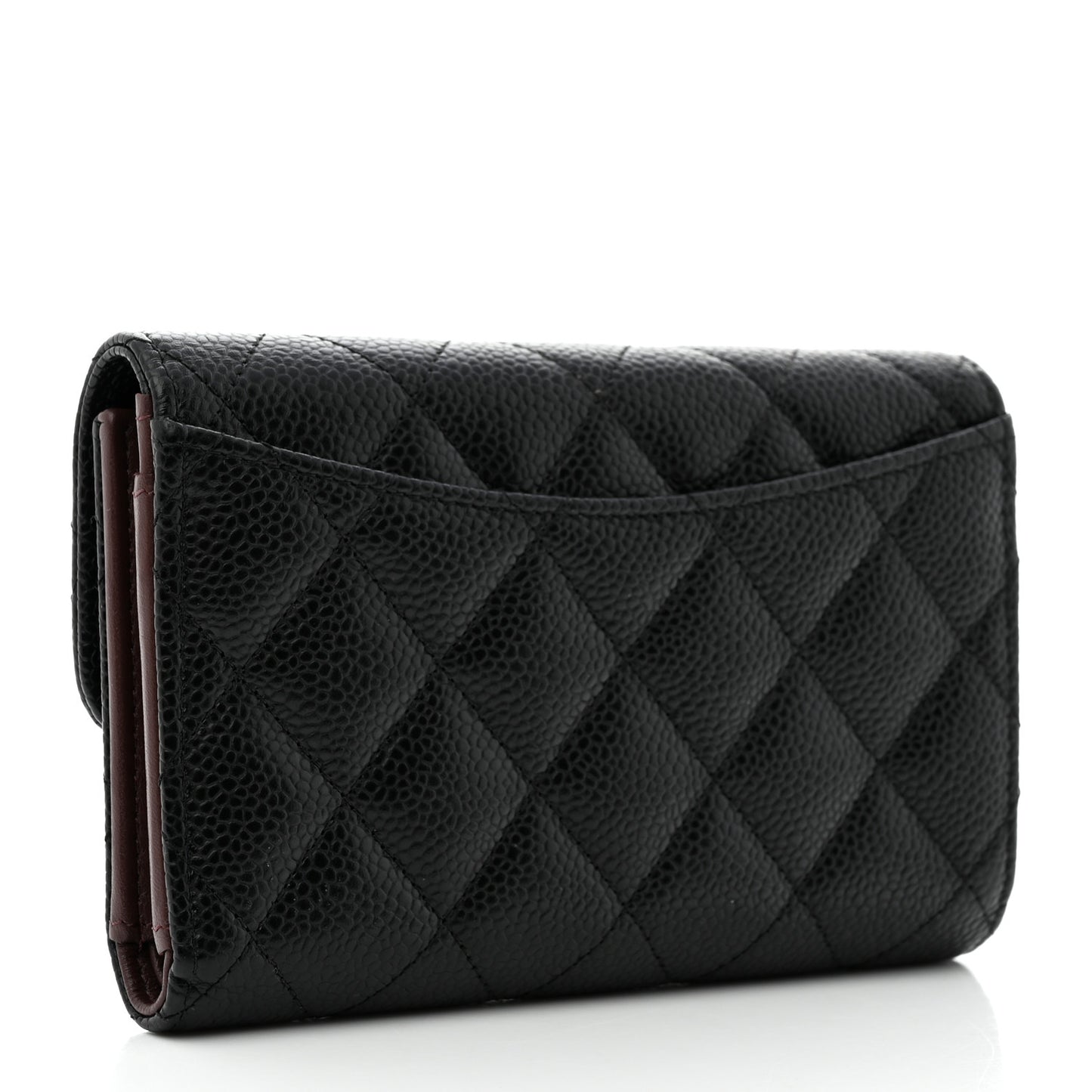 Caviar Quilted Medium Flap Wallet Black