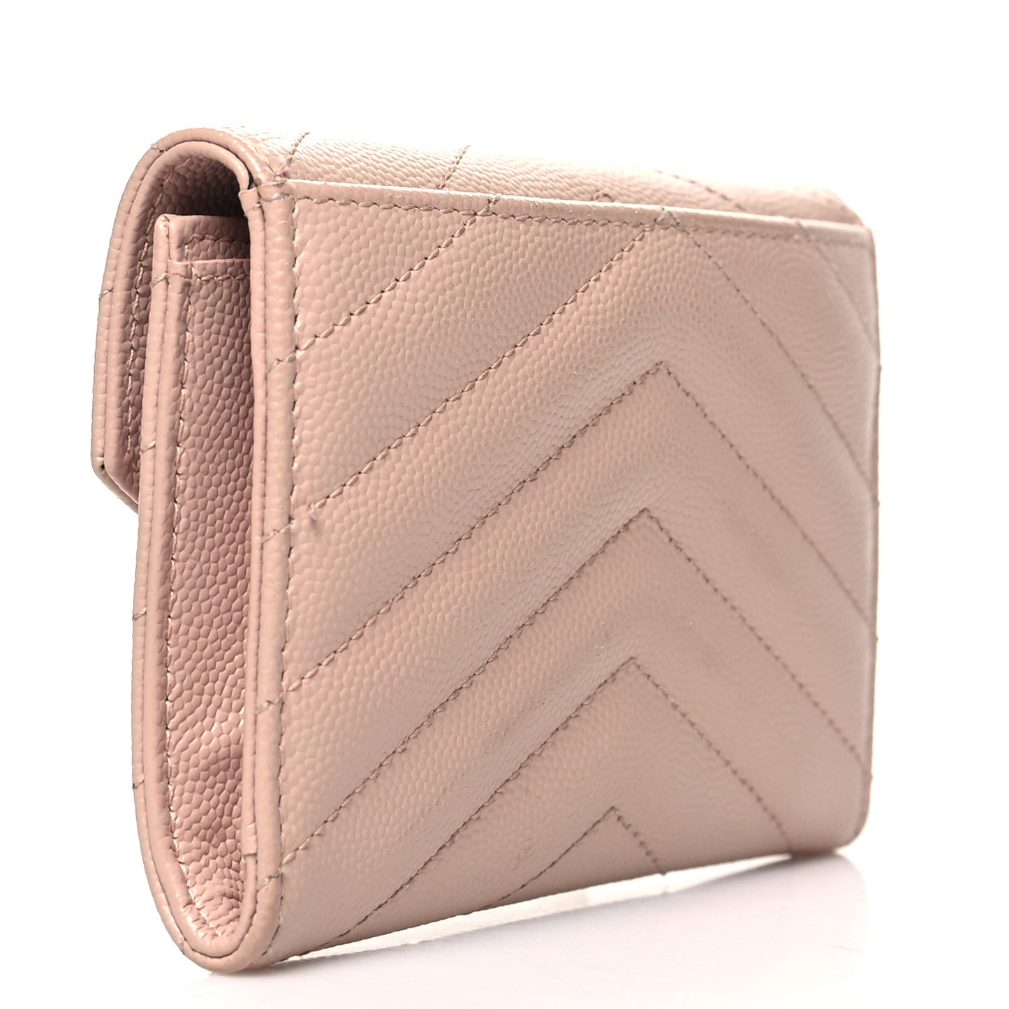 Grain De Poudre Matelasse Chevron Small Monogram Envelope Wallet Pale Pink