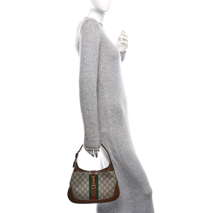 Gucci GG Supreme Monogram Azalea Calfskin Web Small Jackie 1961 Hobo Beige Ebony Brown Sugar 2 of 10