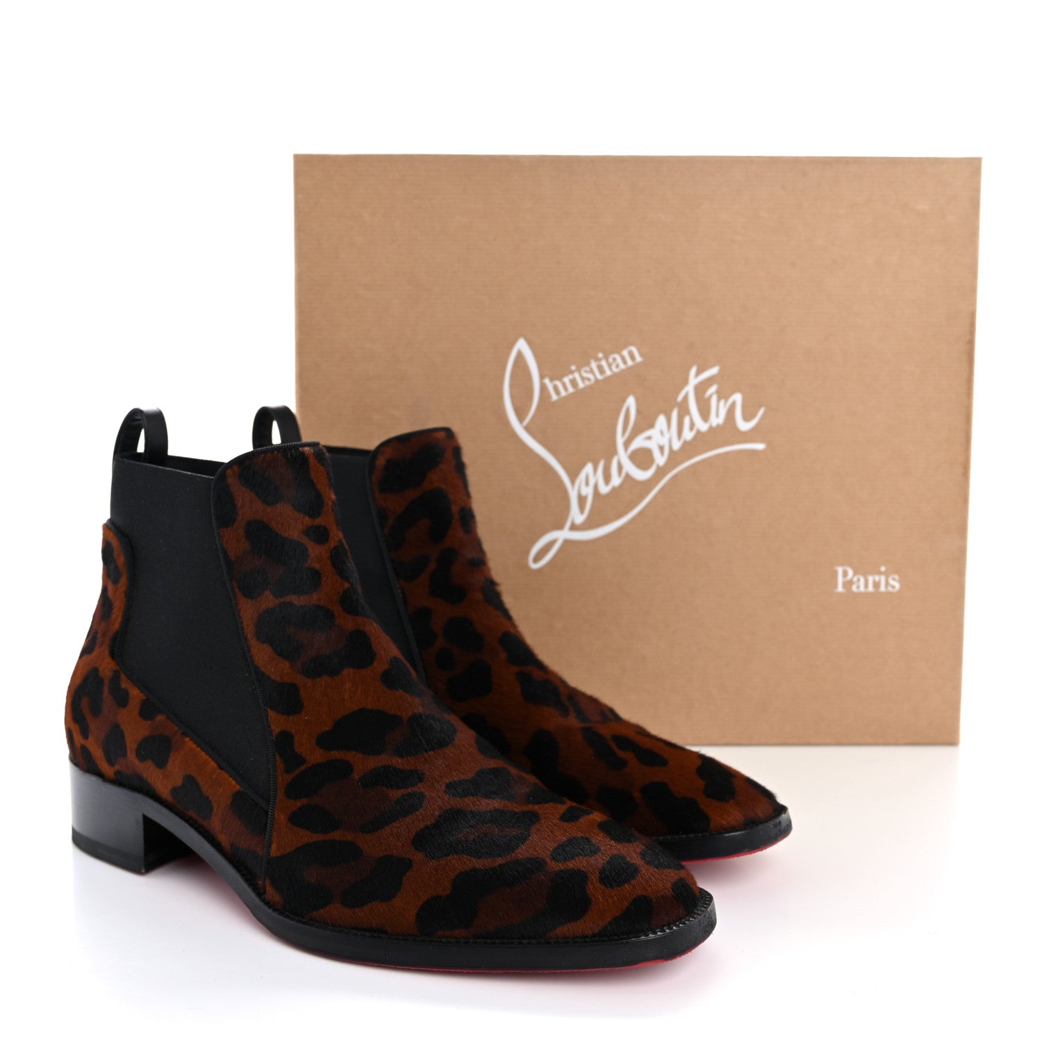 Christian Louboutin Calf Hair Leopard Print Marmada Flat Chelsea Boot 37.5 Brown 12 of 12