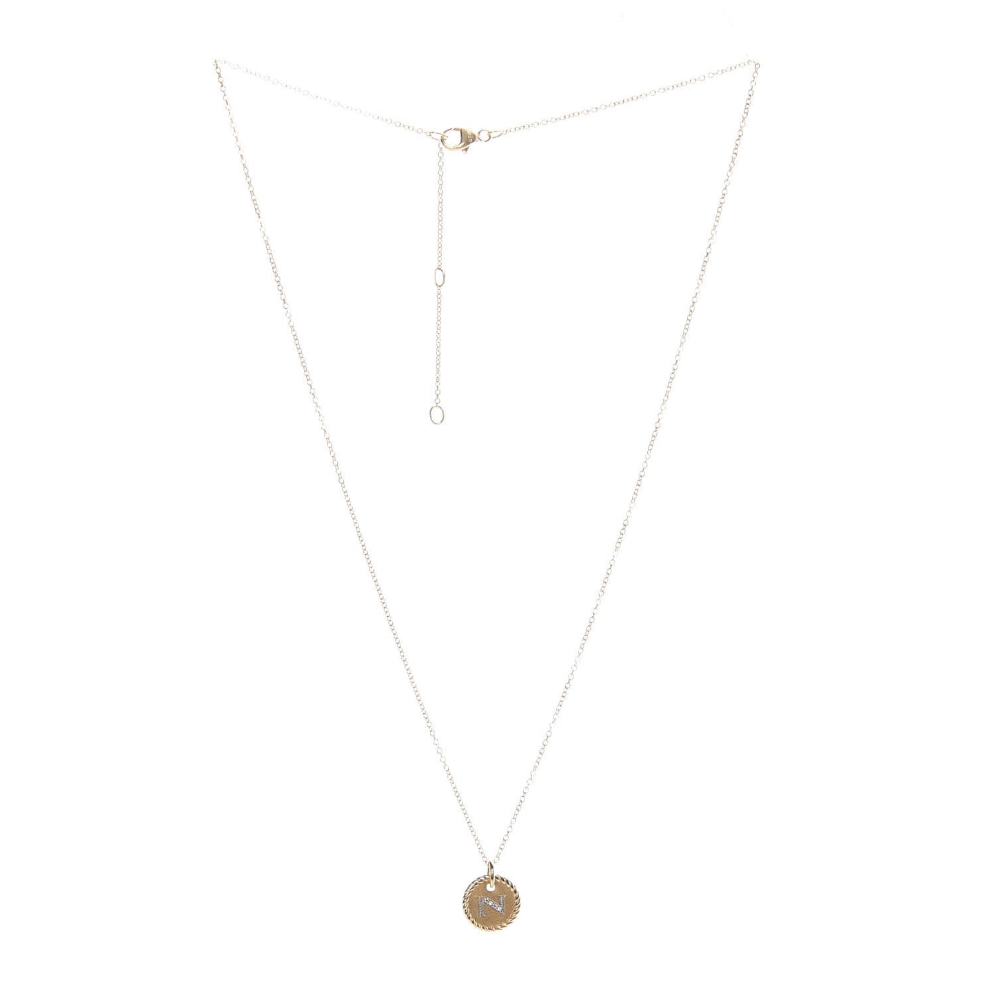18K Yellow Gold Diamond Initial N Charm Necklace