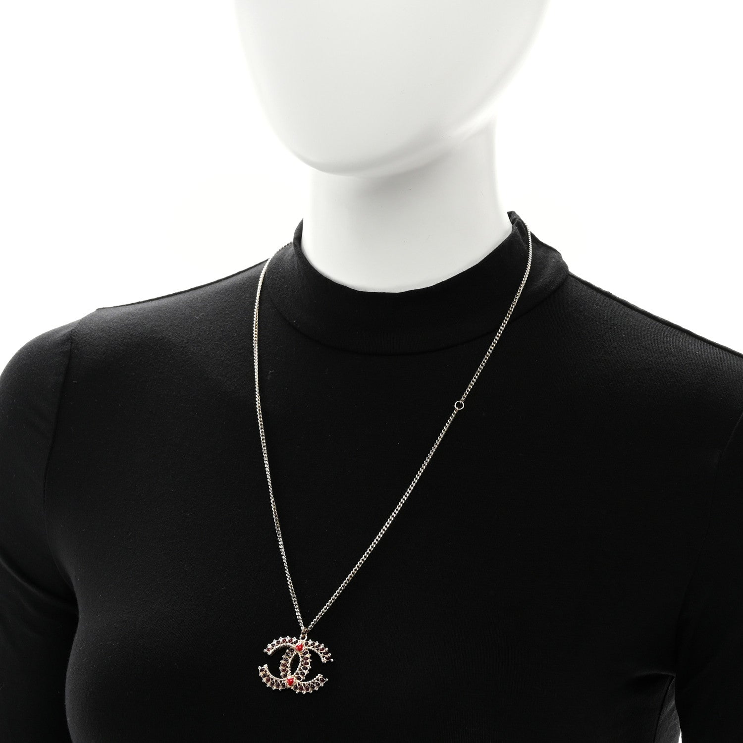 Chanel Resin CC Necklace Gold Red Burgundy 2 of 5