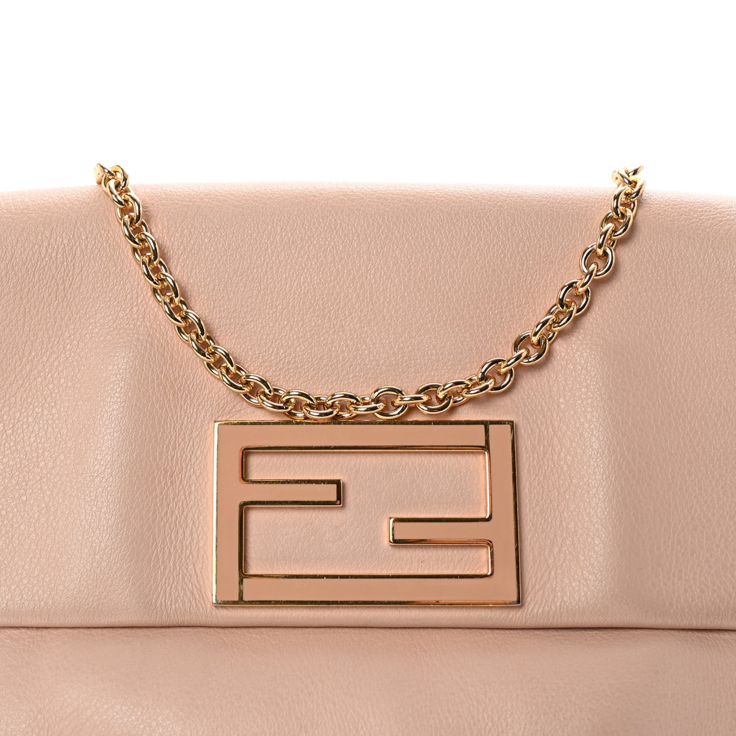 Vitello Flamingo Enamel Fendista Pouchette Crossbody Rosa Plaster