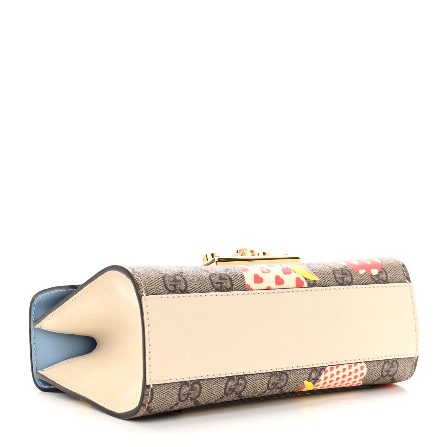 Gucci GG Supreme Monogram Les Pommes Small Padlock Shoulder Bag Beige Ebony Multicolor Abstract Blue 4 of 11