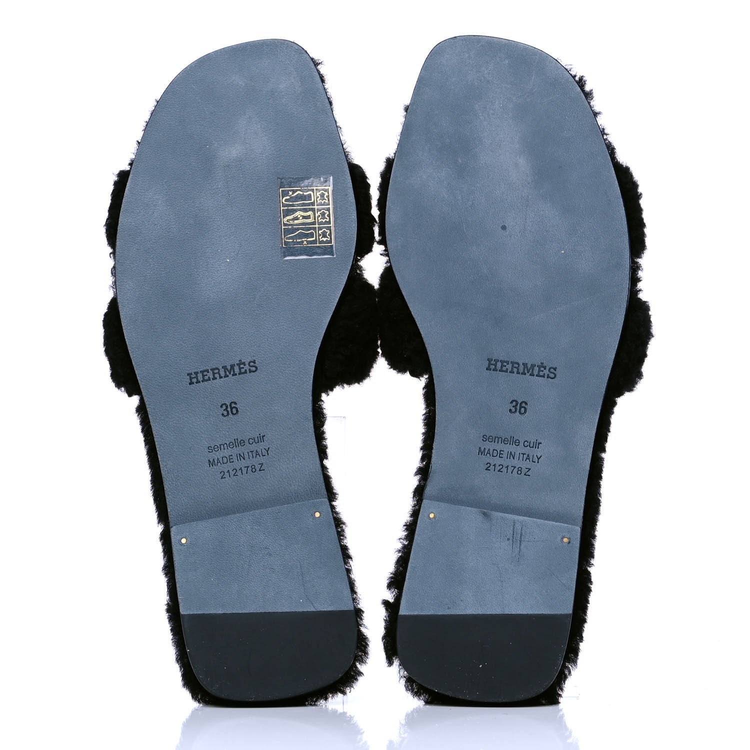 Hermes Woolskin Oran Sandals 36 Black 4 of 4