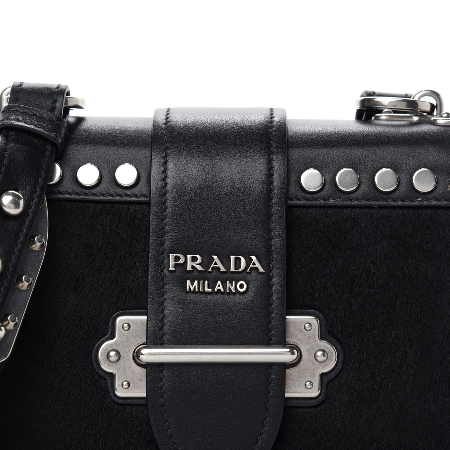 Calf Hair City Calfskin Studded Cahier Bag Black