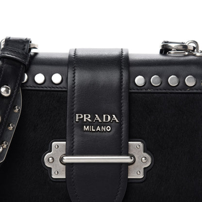 Prada Calf Hair City Calfskin Studded Cahier Bag Black 12 of 12