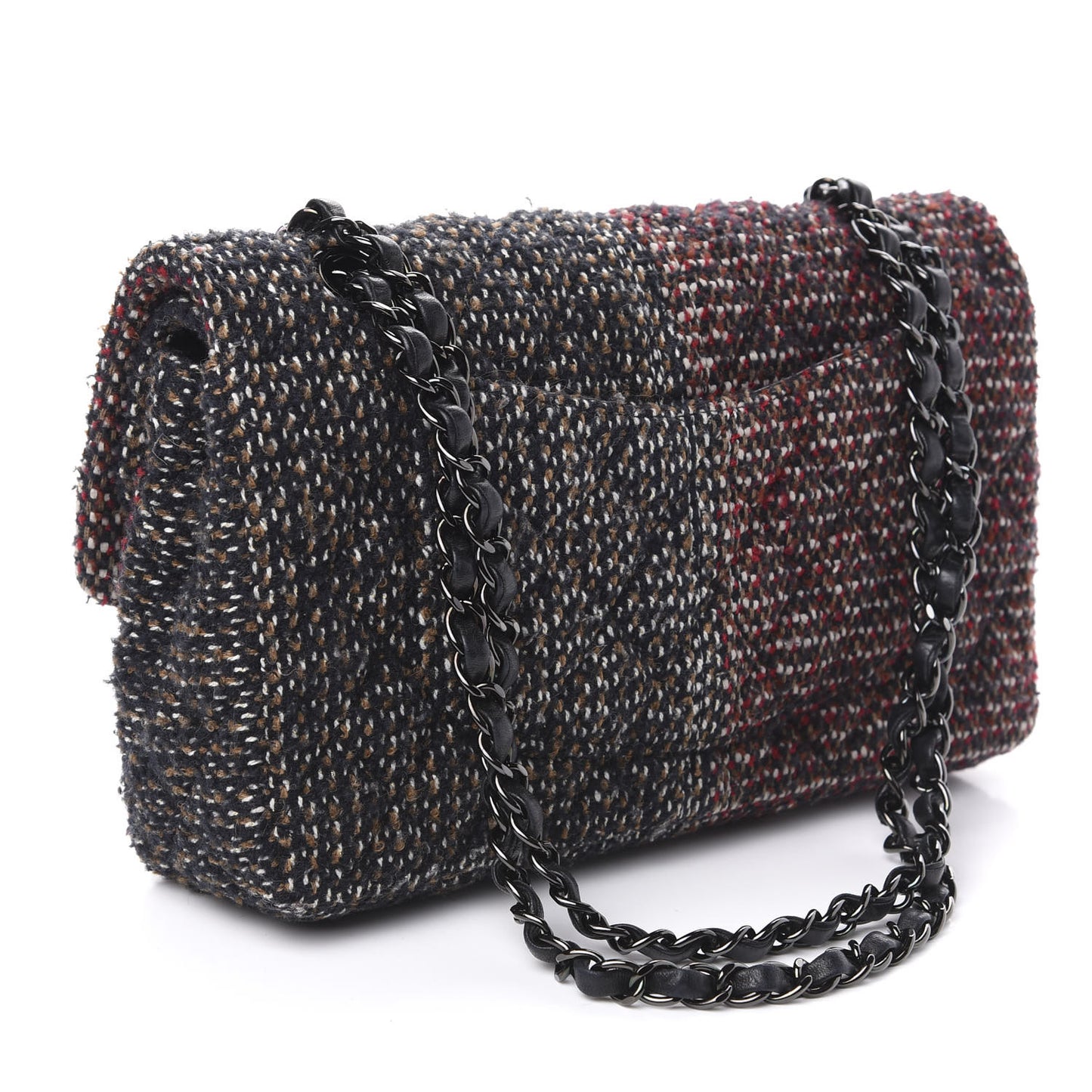 Tweed Quilted Medium Double Flap Multicolor