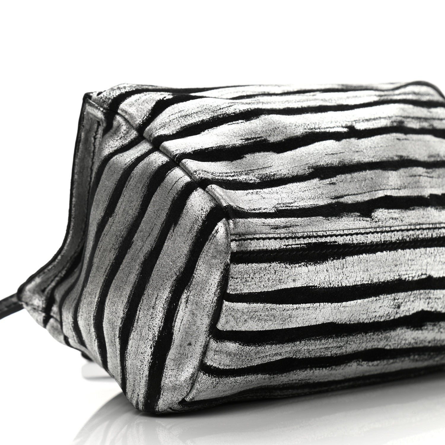 Givenchy Metallic Calfskin Striped Mini Pandora Black Silver 9 of 11