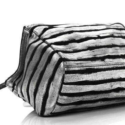 Givenchy Metallic Calfskin Striped Mini Pandora Black Silver 9 of 11